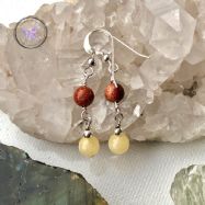 Goldstone & Yellow Calcite Silver Earrings